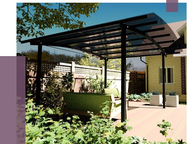 Навесы для террасы в Раменском от 12927 руб. под ключ | ПРОЛЁТ-Рмн