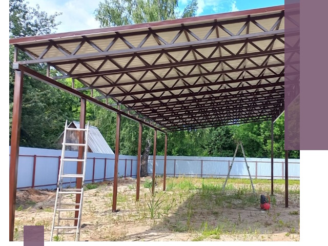 Односкатные навесы под ключ в Раменском — изготовление и монтаж