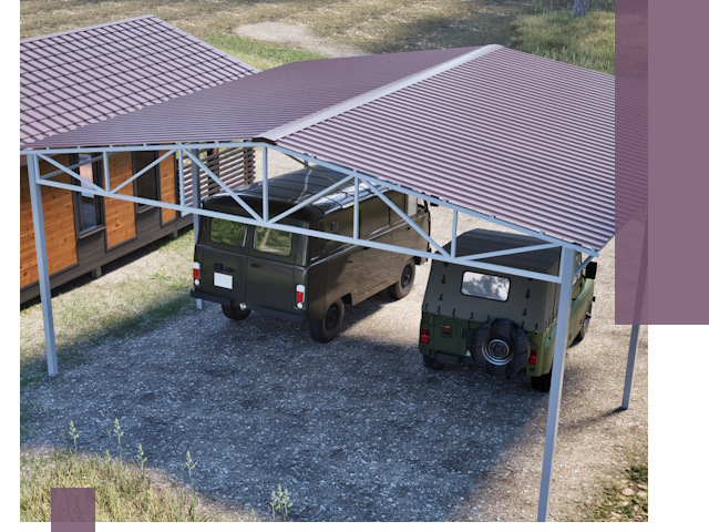 Двускатные навесы под ключ в Раменском — изготовление и монтаж